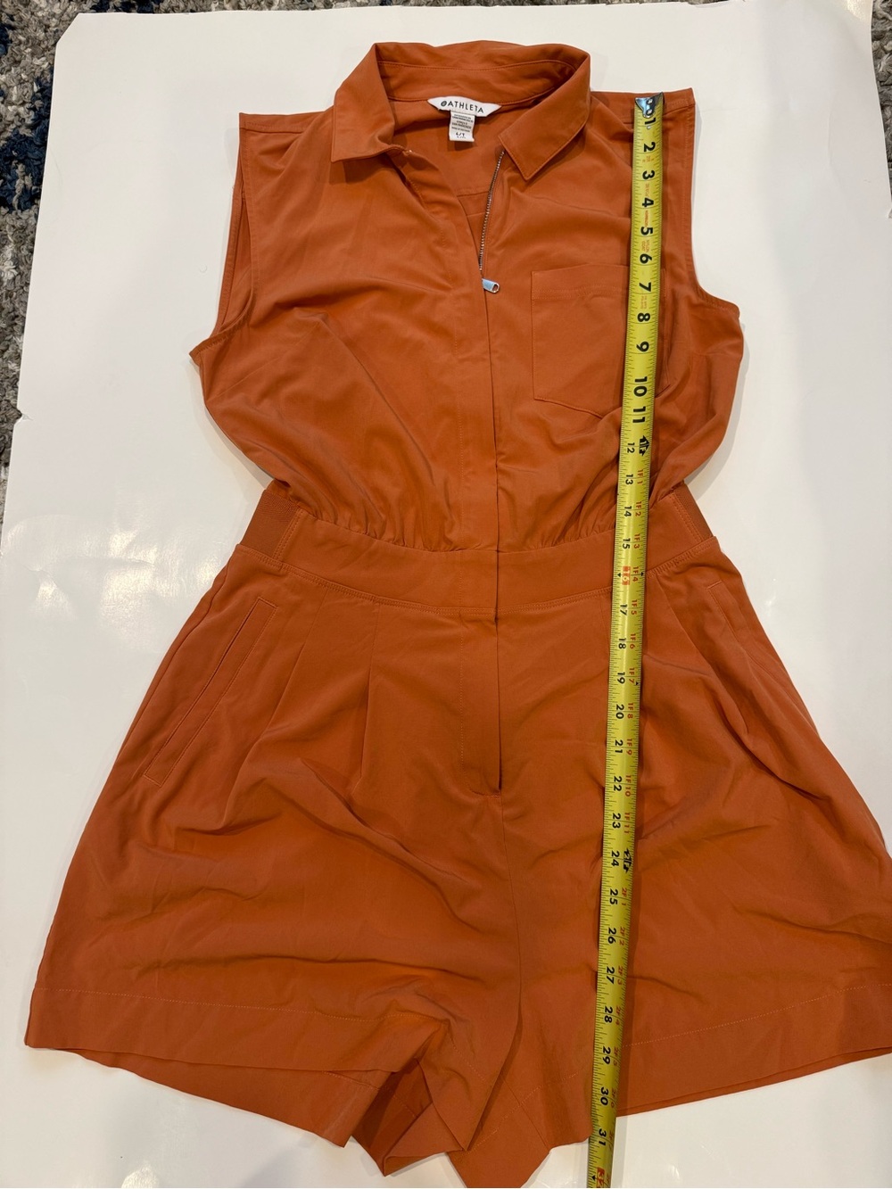 Athleta Brooklyn Sleeveless Collared Orange Romper - Women 6 Tall - Picture 5 of 6